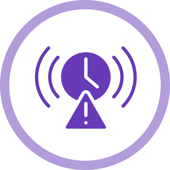 icon purple, delayed response